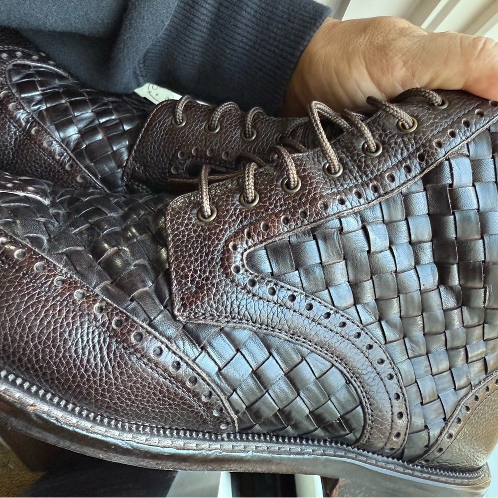 Taft Dark Brown Woven Leather Boots - Picture 3 of 7